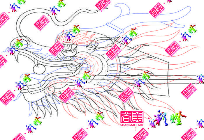 牛年彩燈《龍騰四?！反笮椭黝}彩燈龍頭放樣圖